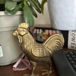 Gold Rooster Figurine Brass Rooster